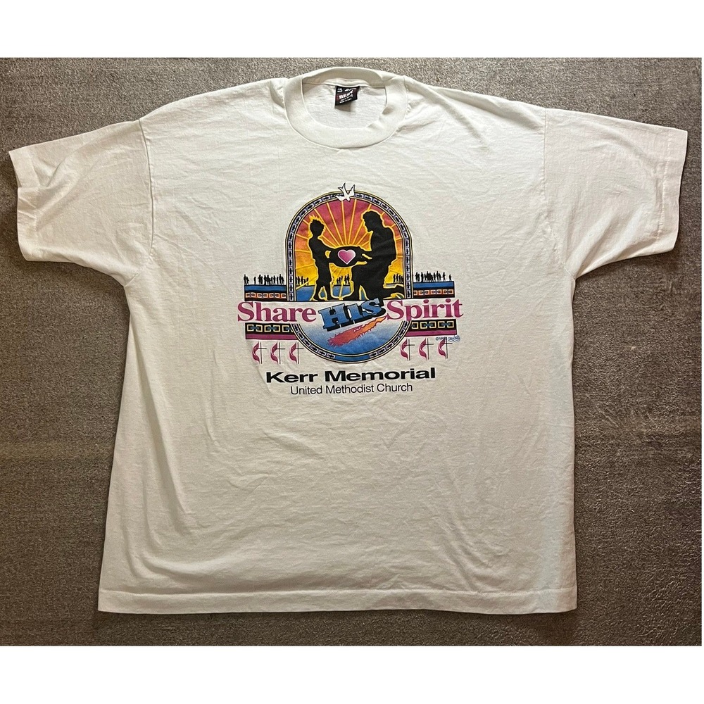 Vintage 90s Best Fruit of the Loom Kerr Memorial Church T-Shirt XXL White USA